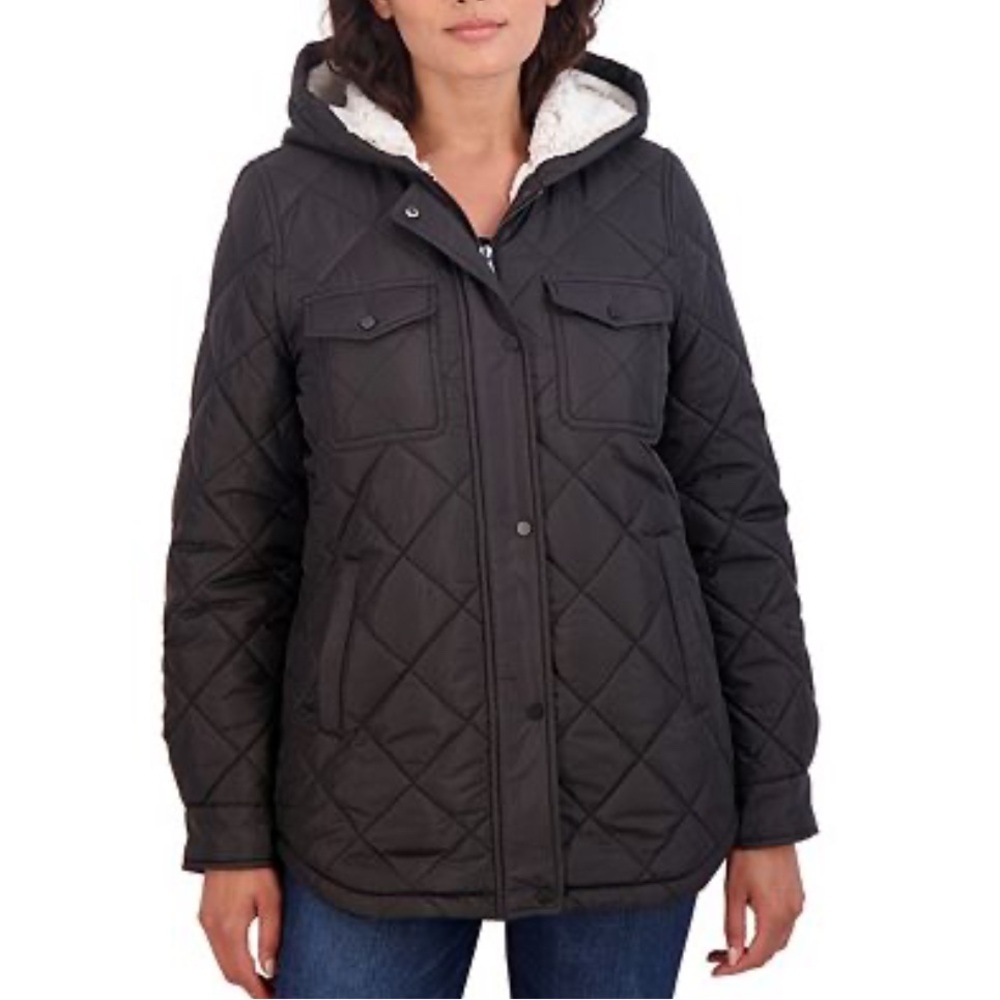Sebby Diamond Quilted Jacket Winter Classic Preppy Minimalist Large Cozy Lined